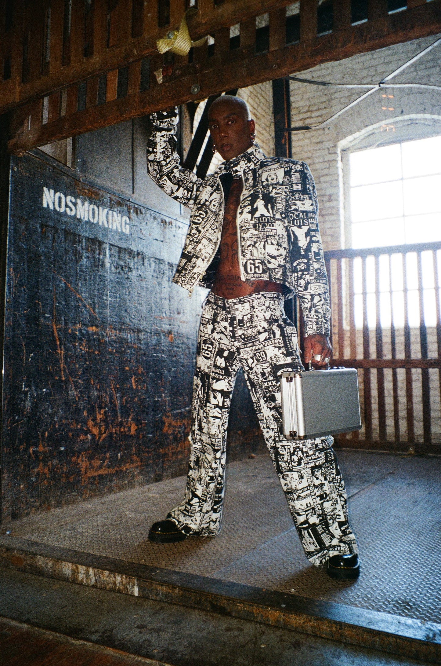 Printed Cargo Denim Pant