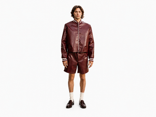 Burgundy Leather Shorts