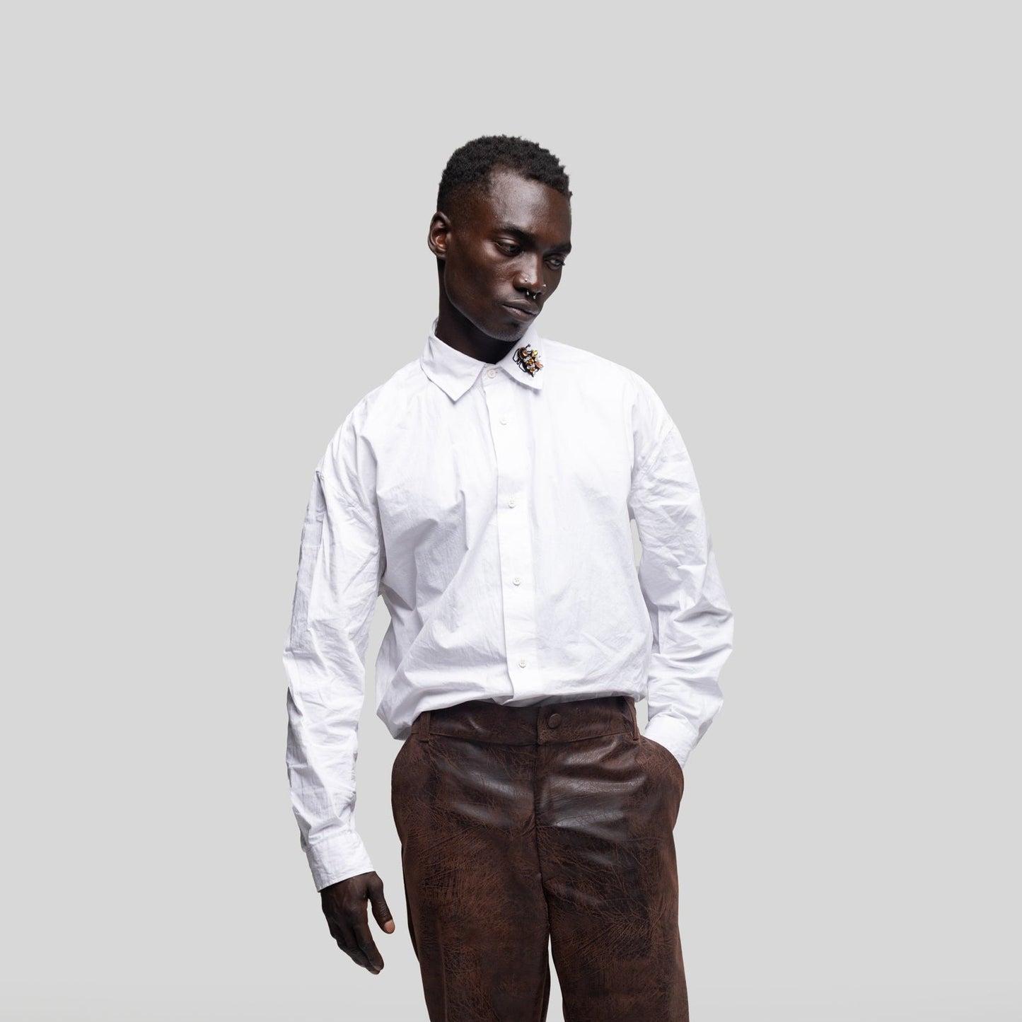 White Boxy Button Down Shirt