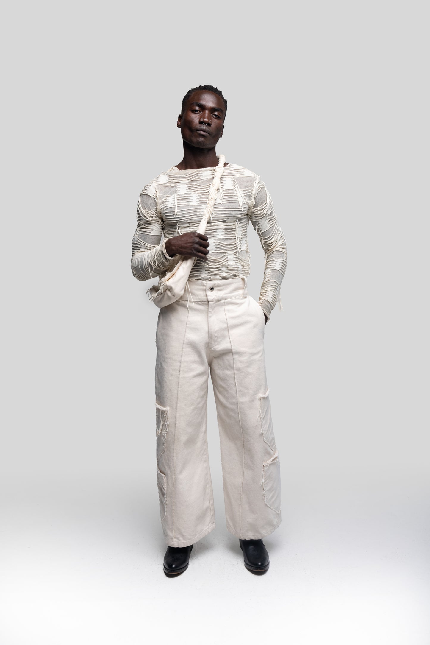 Destroyed Off White Long Sleeve