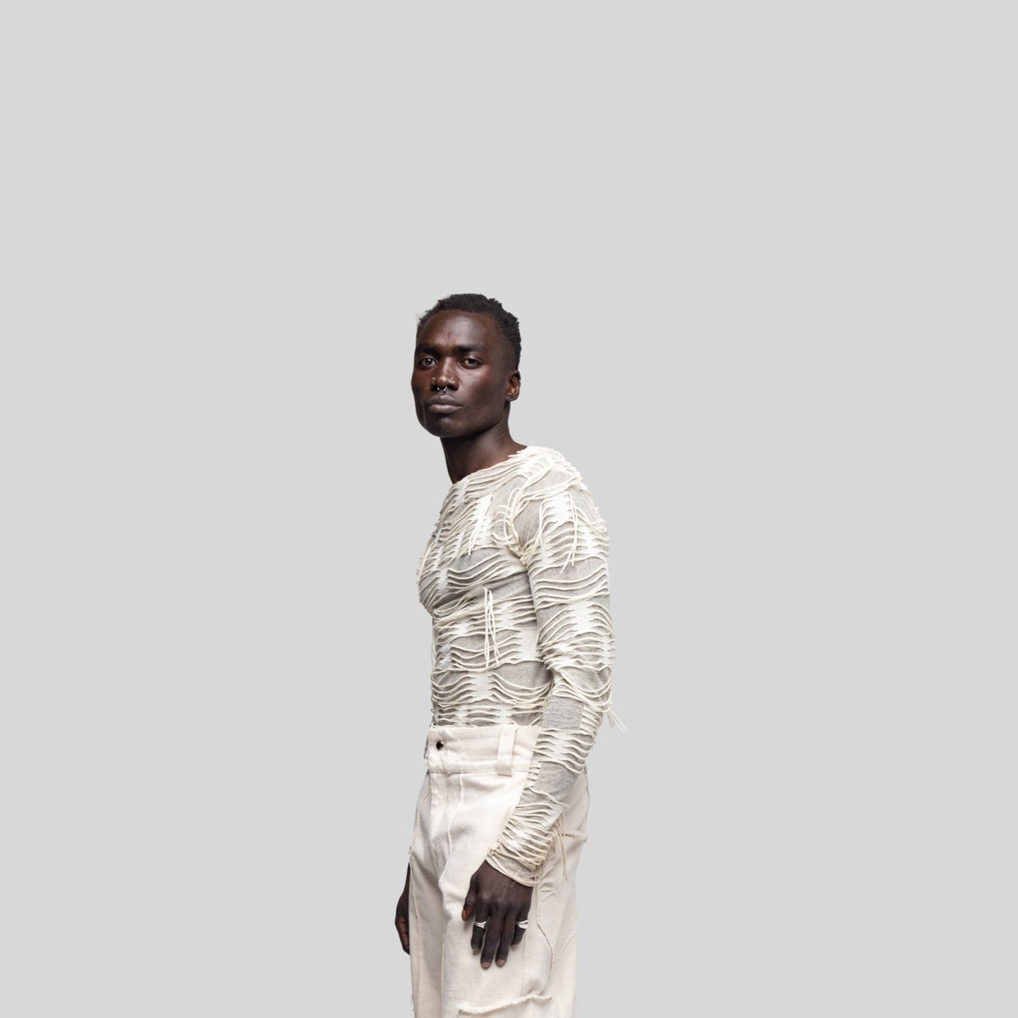Destroyed Off White Long Sleeve