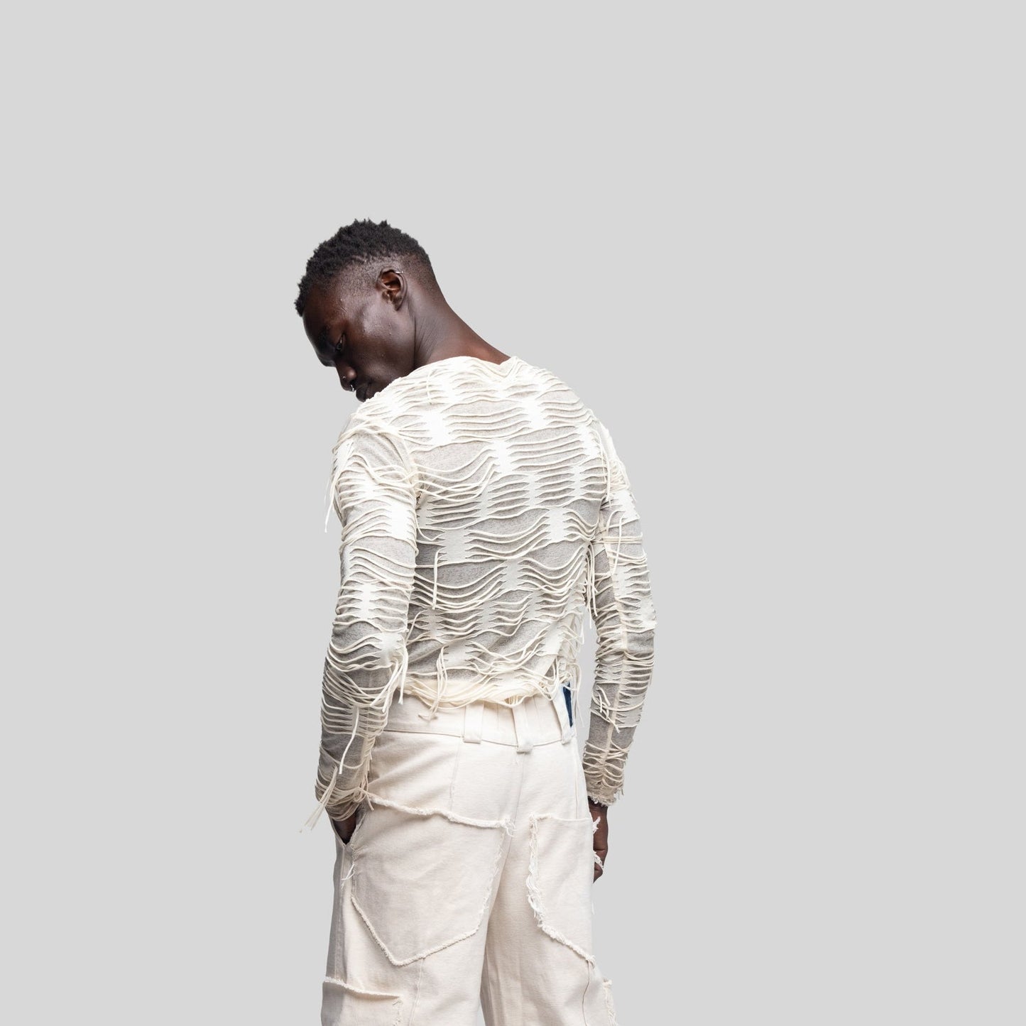 Destroyed Off White Long Sleeve