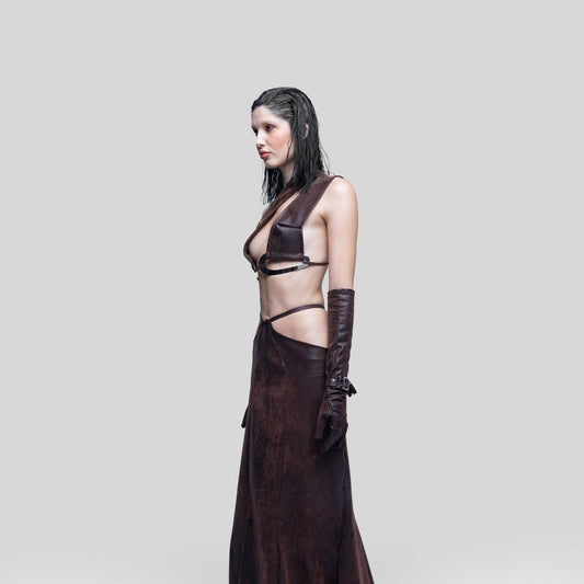 Luxor One-Shoulder Leather Top