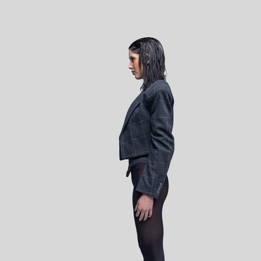 Plaid Oversized Crop Blazer