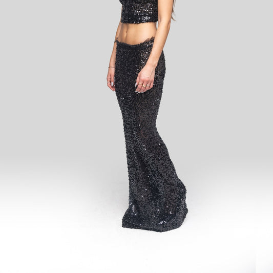 Andre Emery All Over Sequins Straight Long Skirt