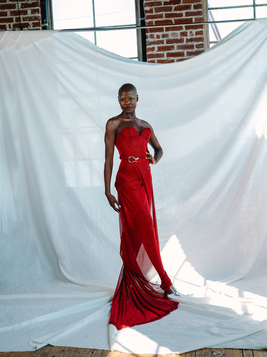 Cherry Bustier Maxi Dress