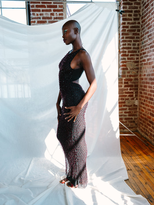 Black Embellished Ruby Maxi Dress