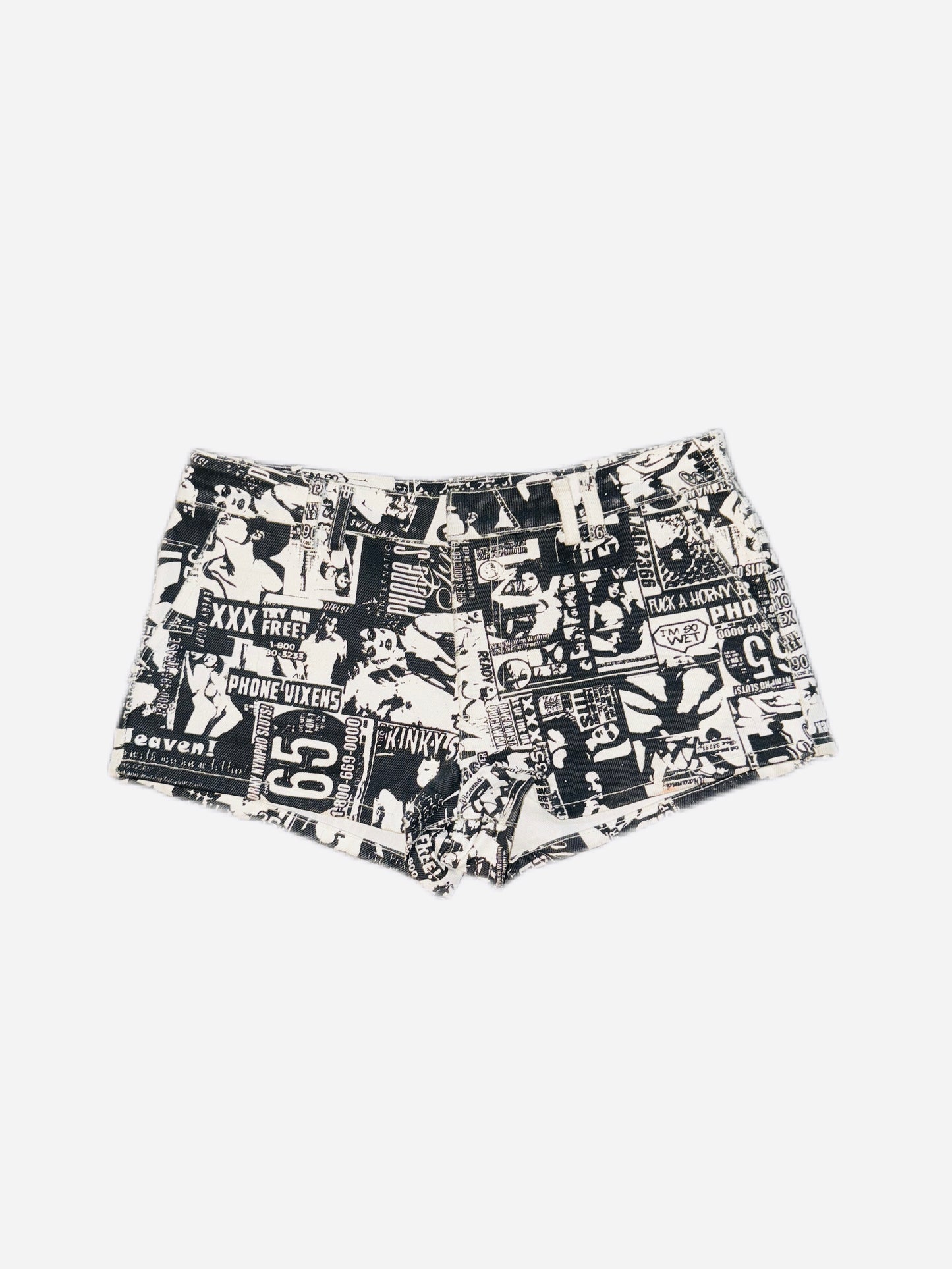 Denim Printed Mini Shorts