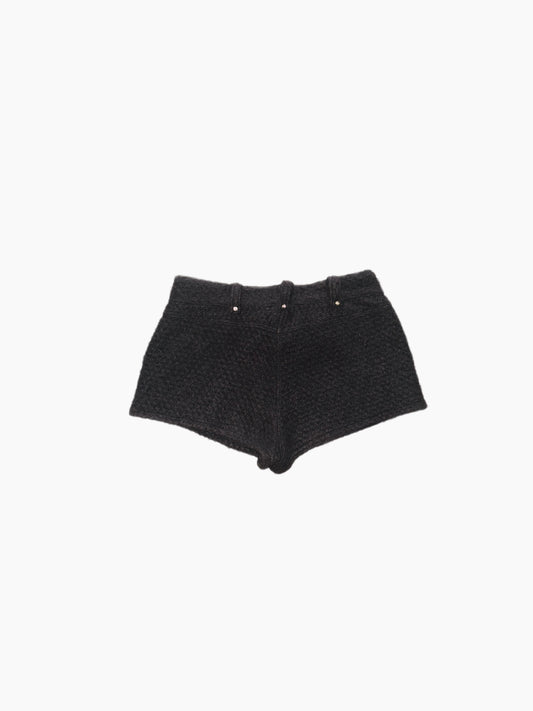 Black Wool Mini Shorts