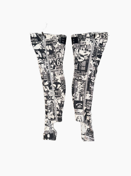 Printed Lace-Up Thigh High Heel Spats