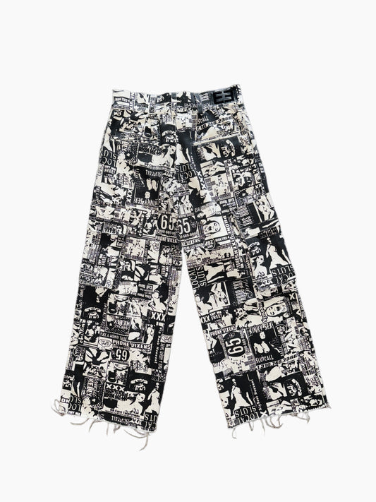 Printed Cargo Denim Pant