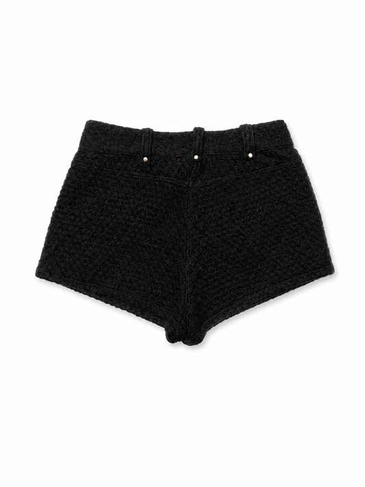 Black Wool Mini Shorts