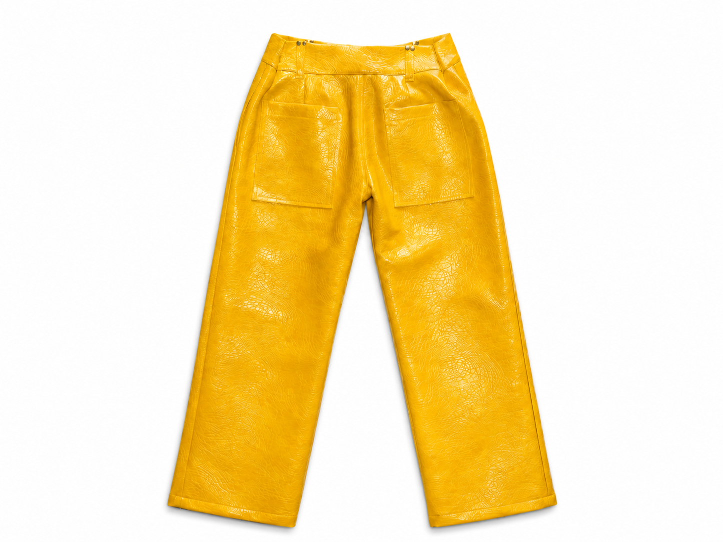 Yellow Mustard Cracked Leather Pant