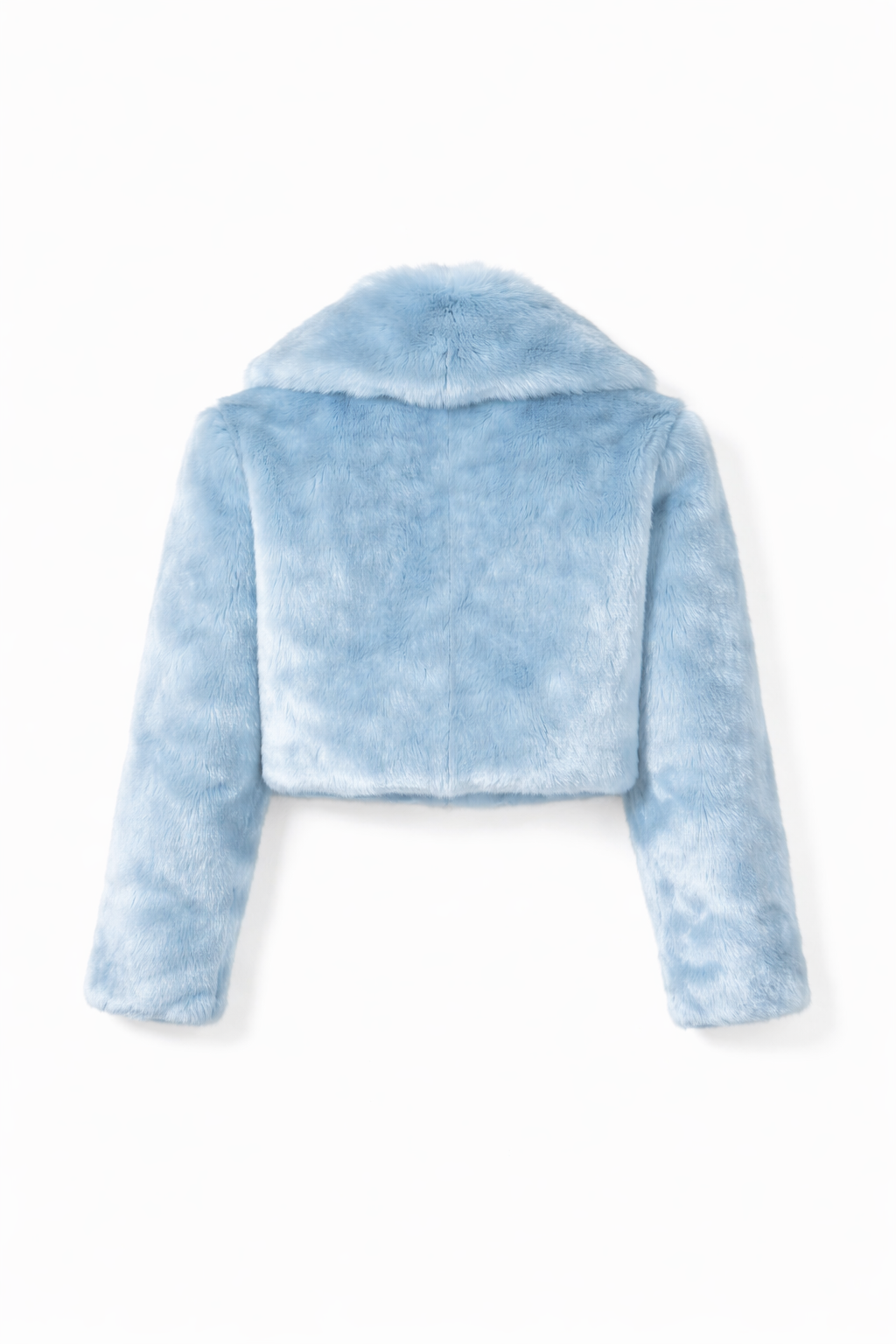 Sky Blue Cropped Fur Jacket