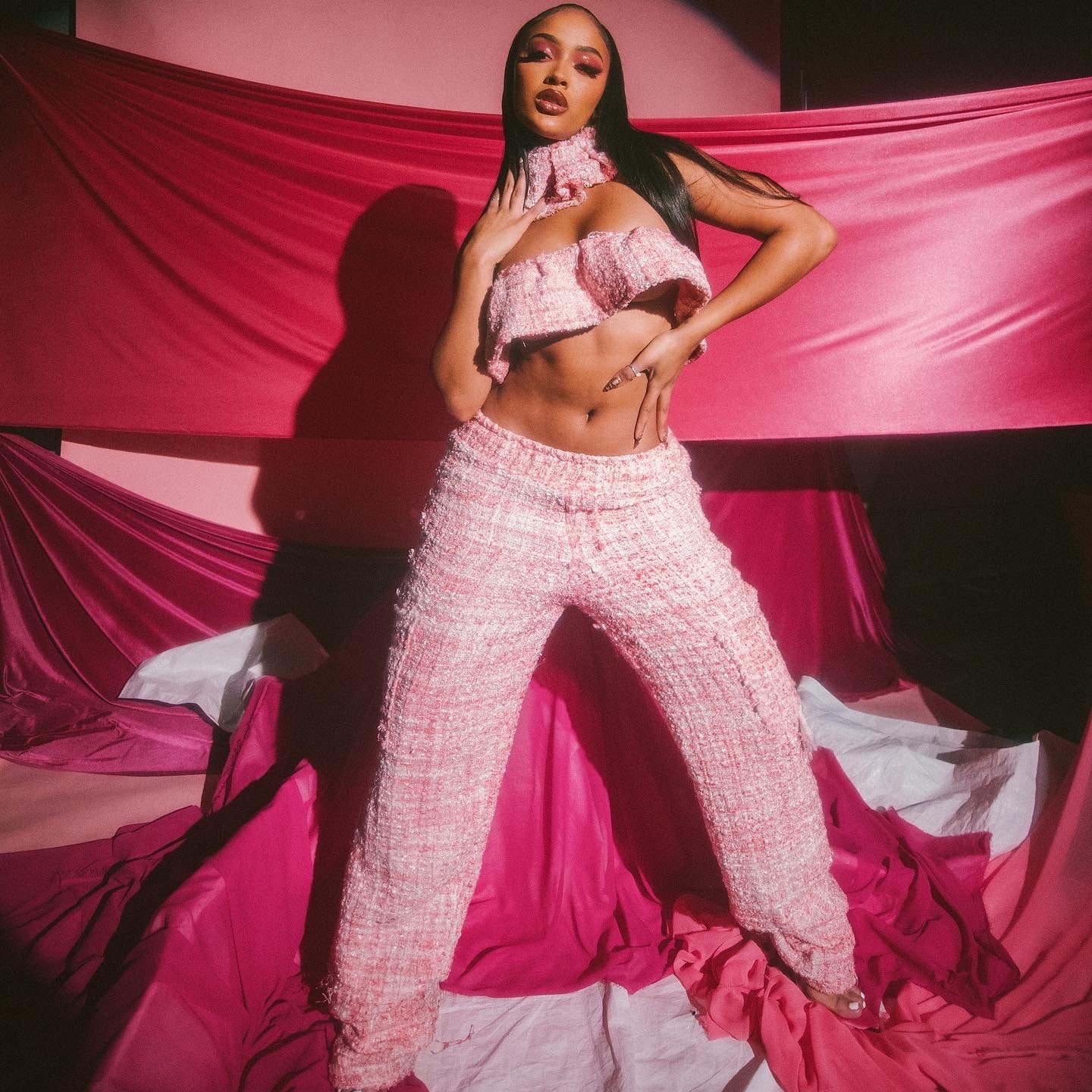 Pink Bouclé Trousers