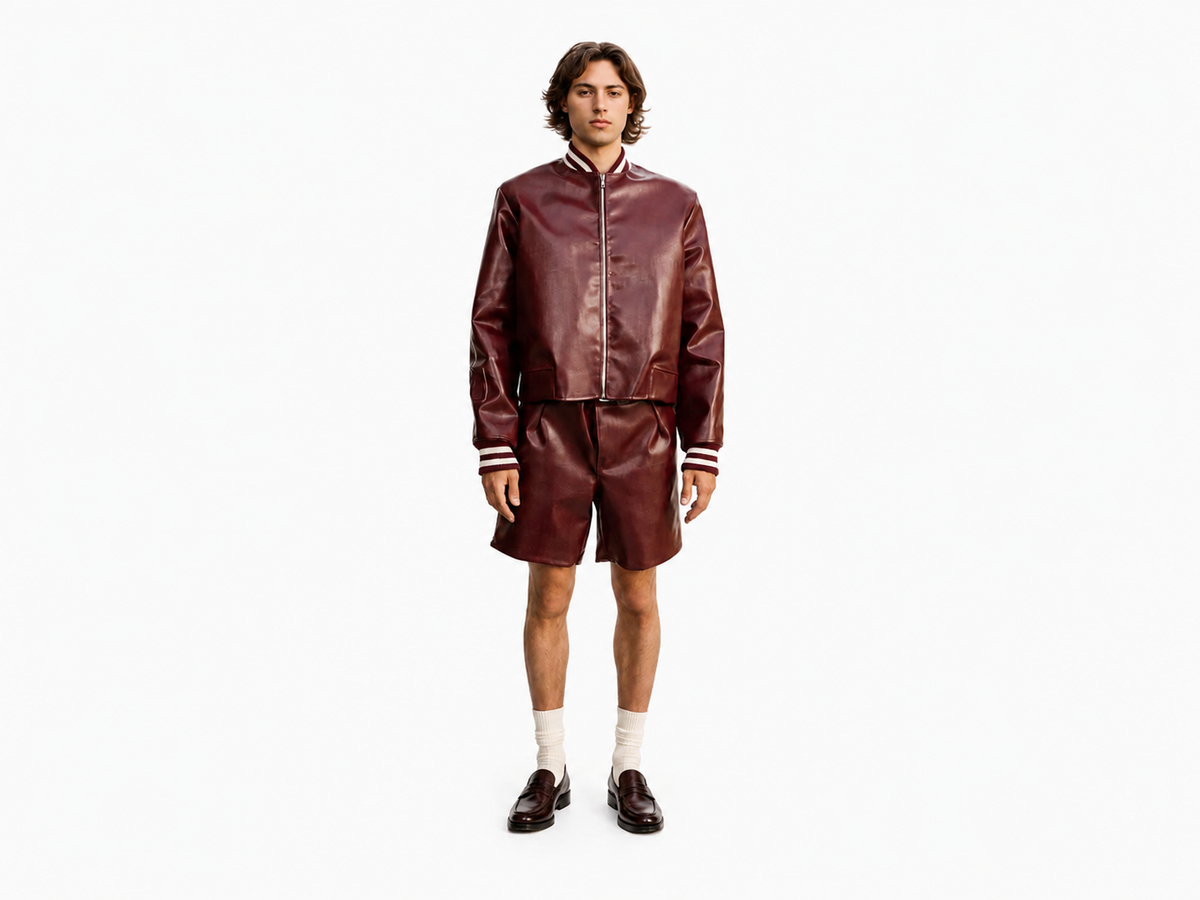 Burgundy Leather Shorts