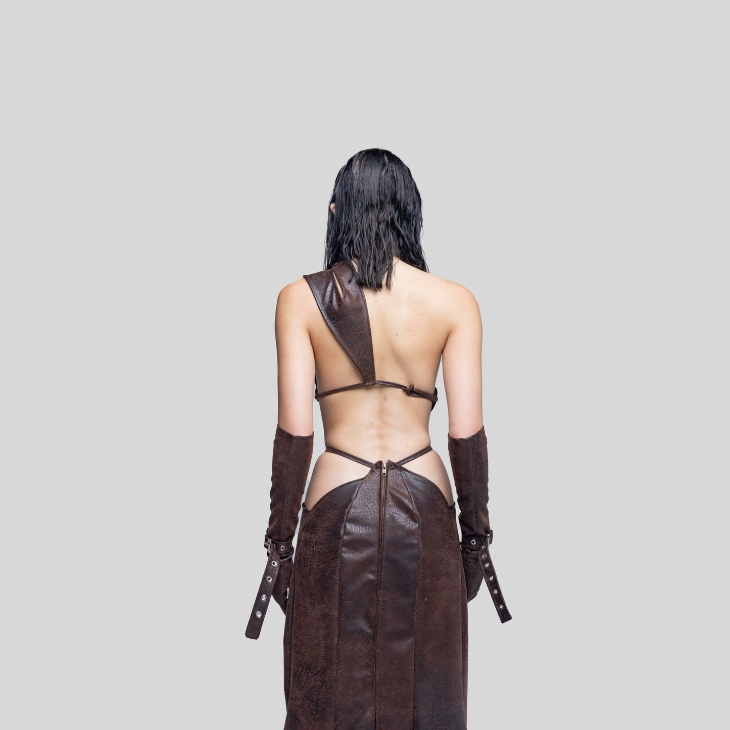 Luxor One-Shoulder Leather Top