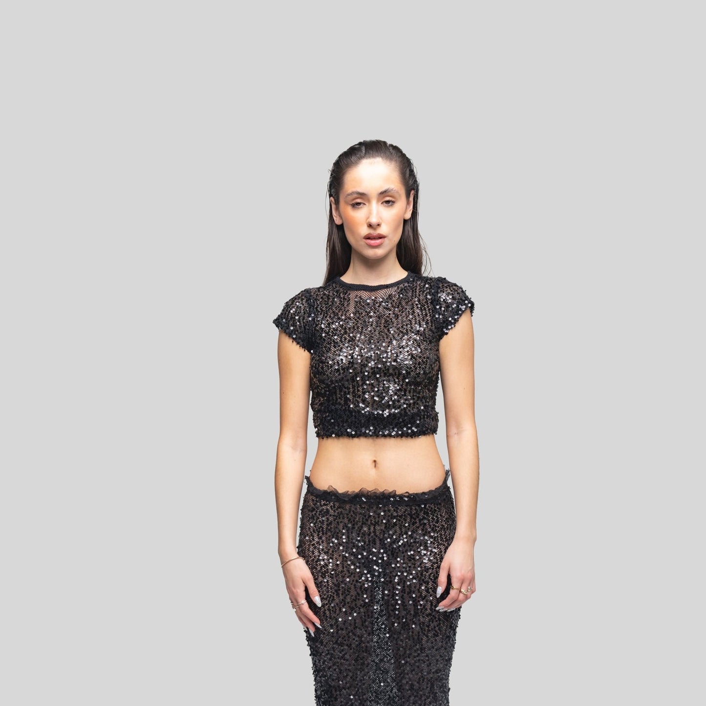 All over sequins crop top