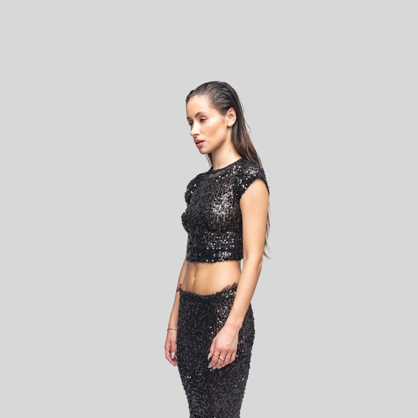 All over sequins crop top