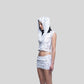 Jumbo Sequin White Hooded Crop Top