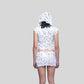 Jumbo Sequin White Hooded Crop Top