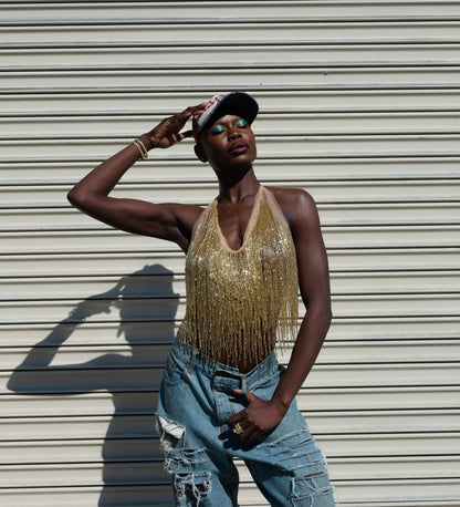 Gold Fringe Mini Top