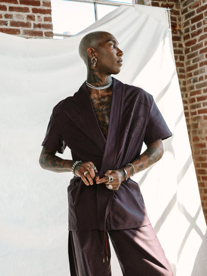 Maroon Denim Kimono