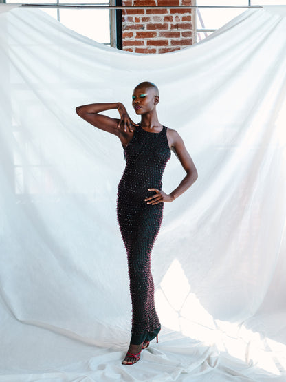 Black Embellished Ruby Maxi Dress