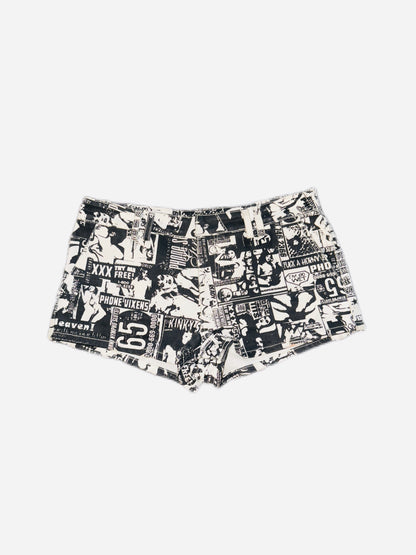 Denim Printed Mini Shorts