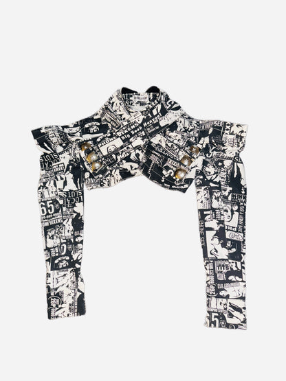 Printed Denim Cropped Jacket
