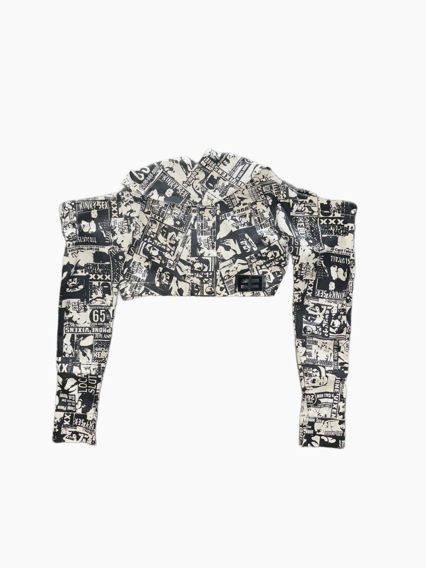 Printed Denim Cropped Jacket