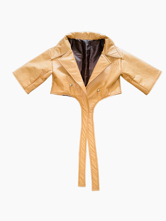 Leather Cross Over Jacket