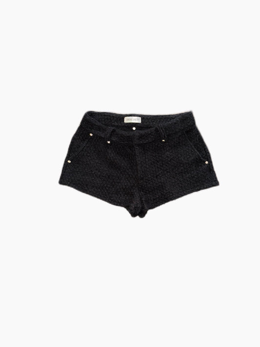 Black Wool Mini Shorts