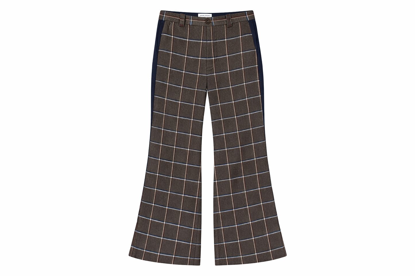 Windowpane Flared Wool Trouser
