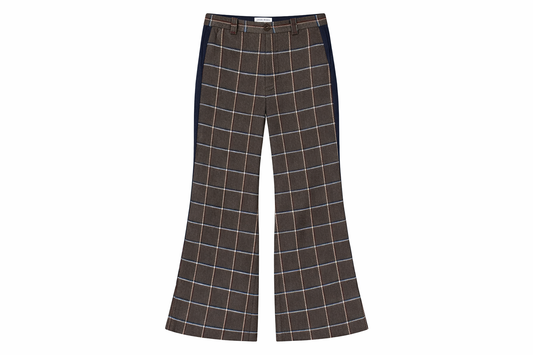 Windowpane Flared Wool Trouser
