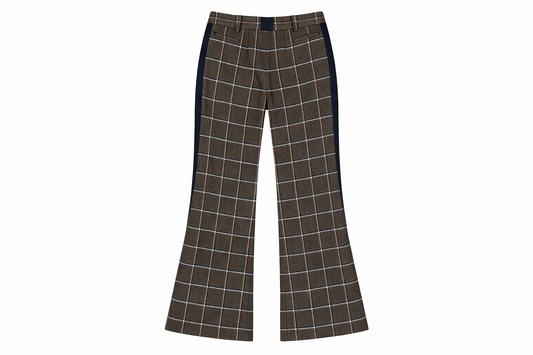 Windowpane Flared Wool Trouser