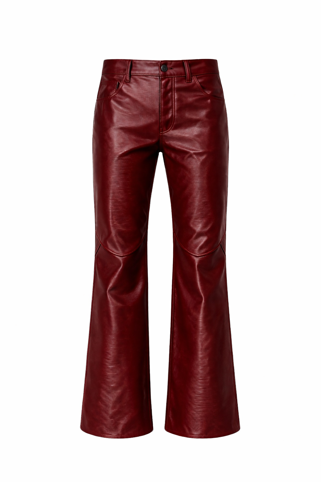 Burgundy Faux-Leather Trousers