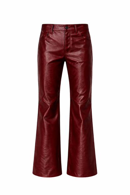 Burgundy Faux-Leather Trousers