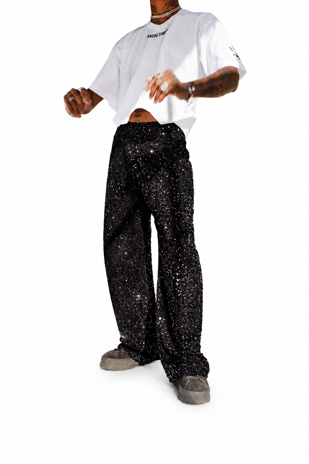 Black Sequin Trousers
