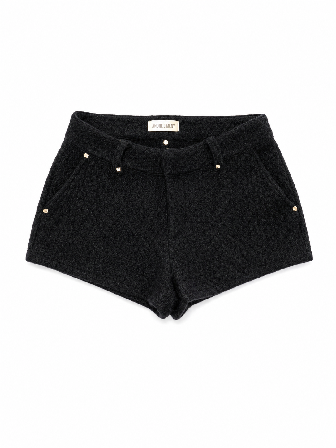 Black Wool Mini Shorts