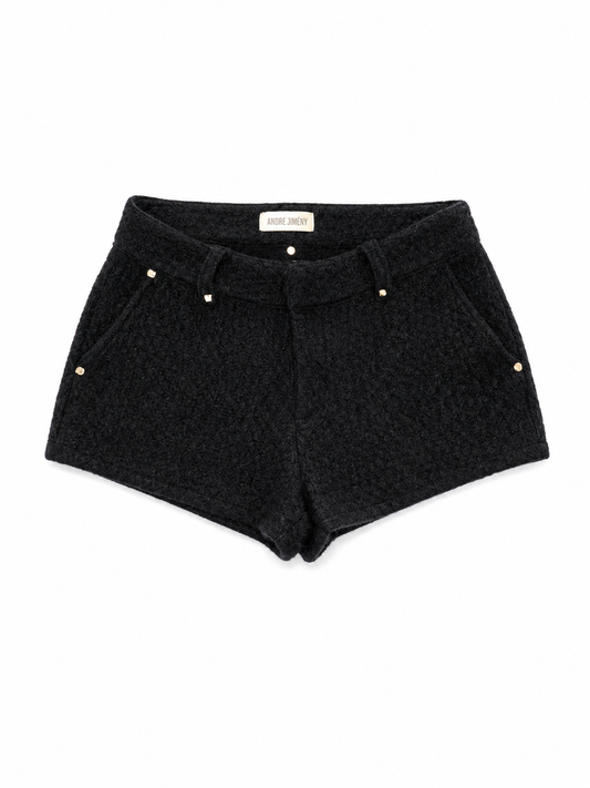 Black Wool Mini Shorts