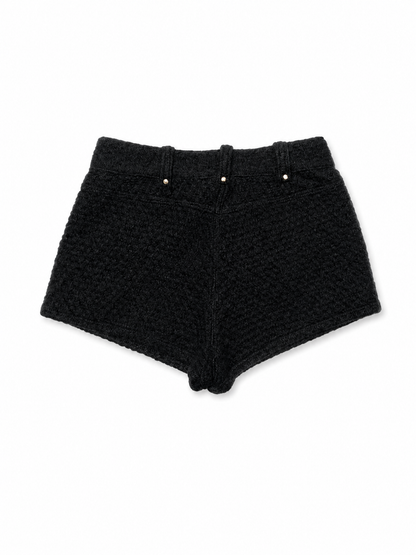 Black Wool Mini Shorts