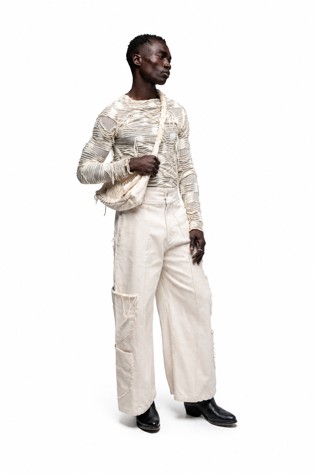 Destroyed Off White Long Sleeve