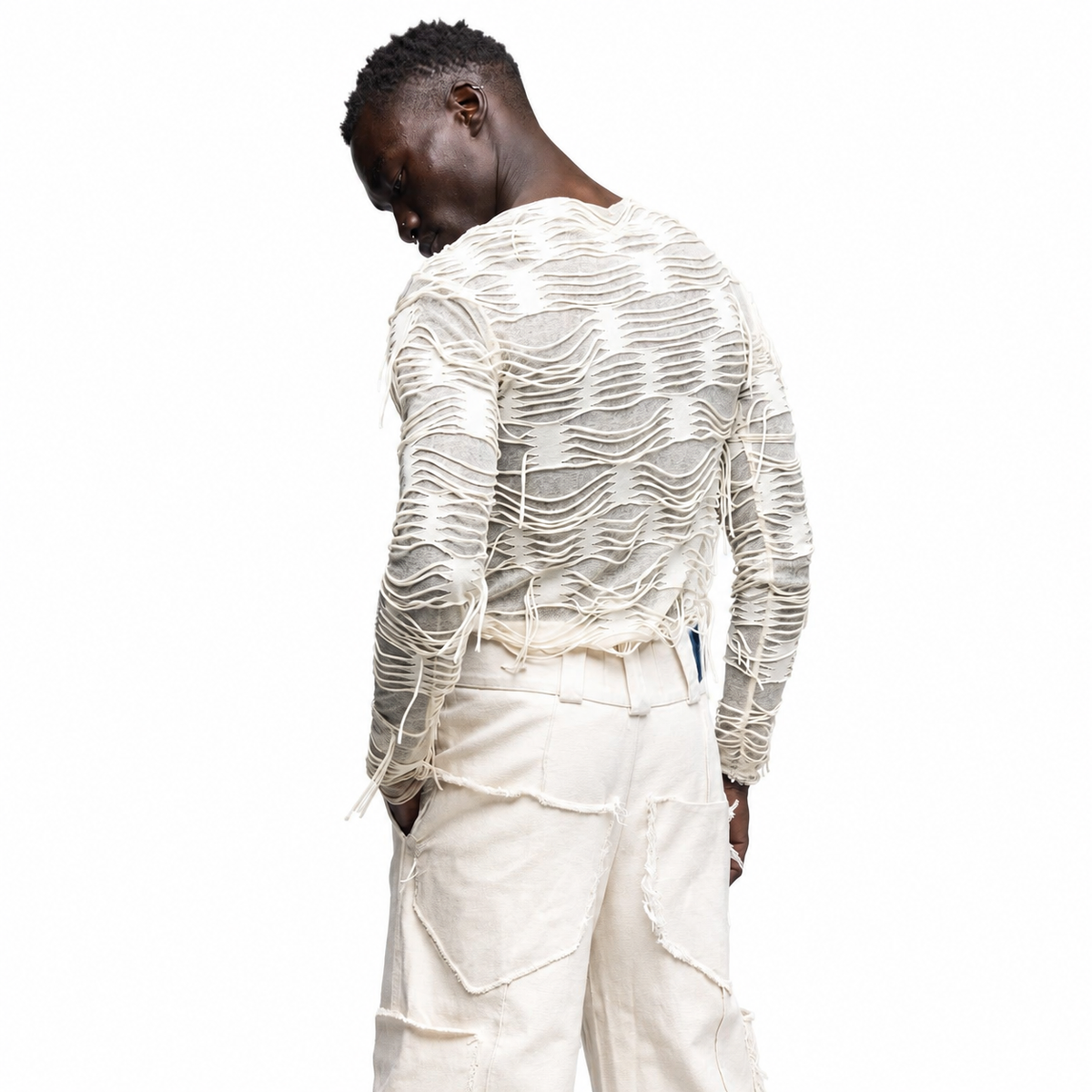 Destroyed Off White Long Sleeve