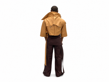 Leather Cross Over Jacket