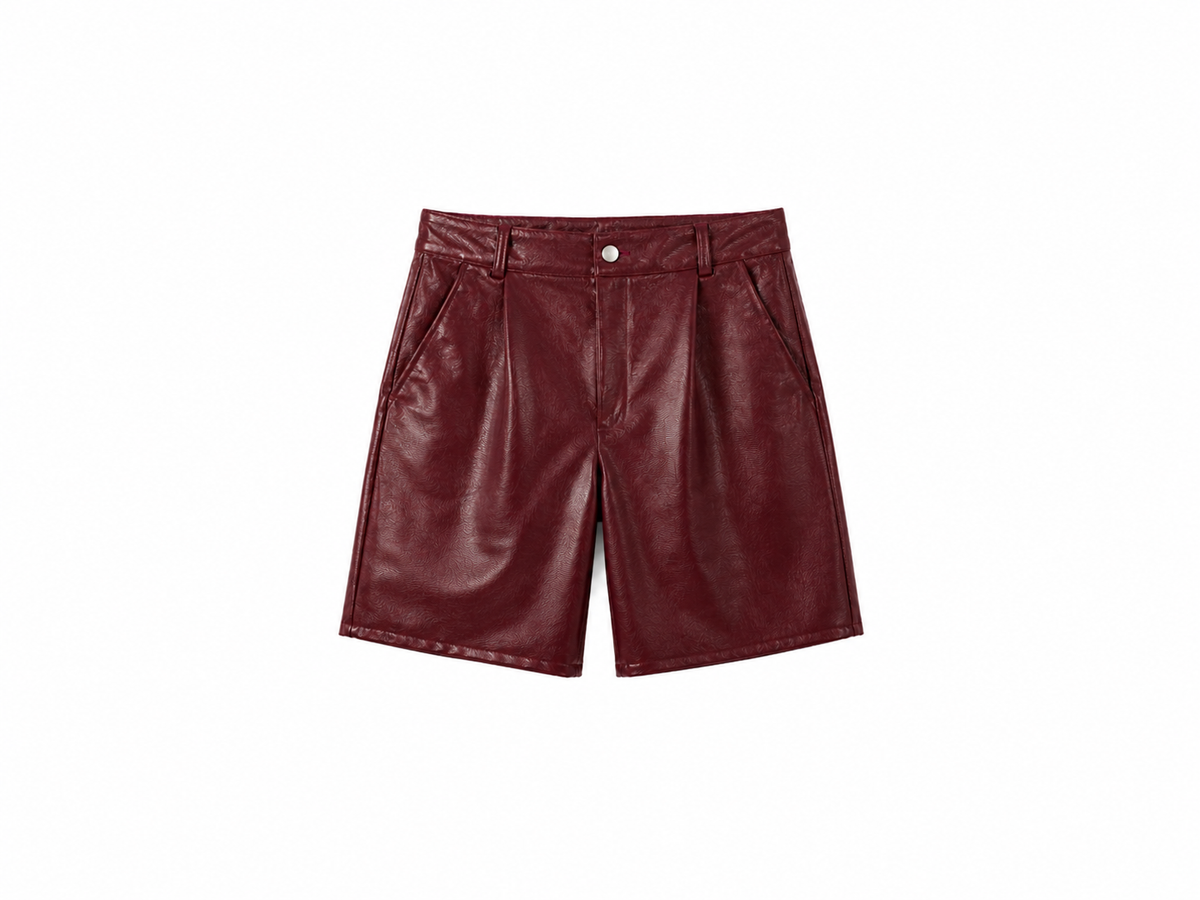 Burgundy Leather Shorts