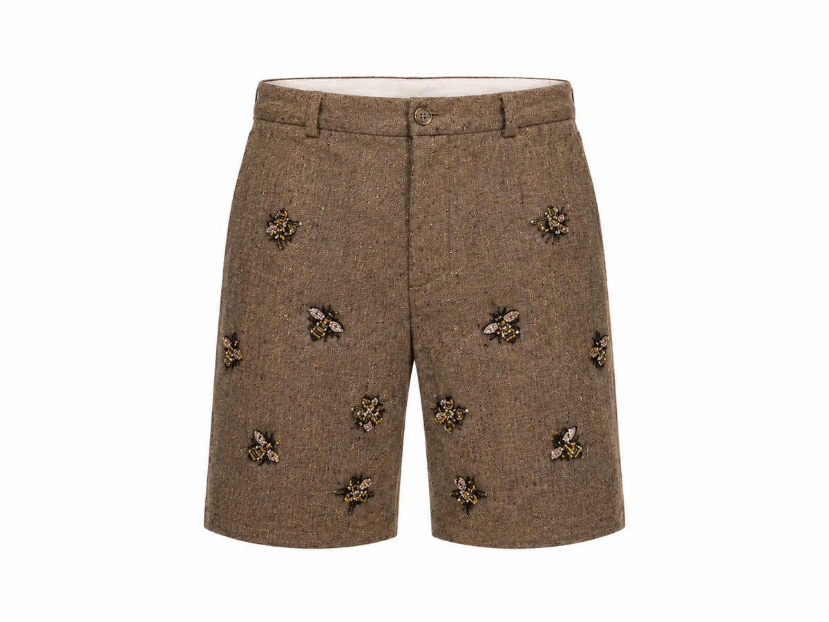 Crystal Bug Embellished Wool Shorts