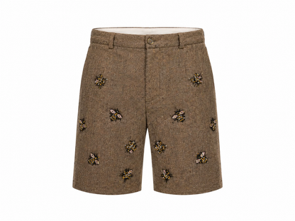 Crystal Bug Embellished Wool Shorts