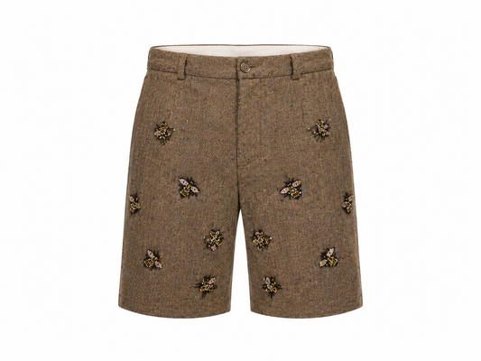 Crystal Bug Embellished Wool Shorts