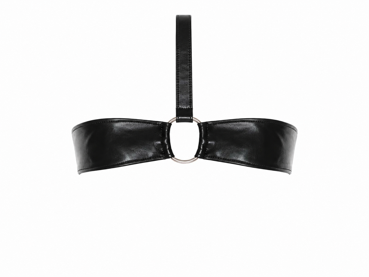 Leather Black Bra